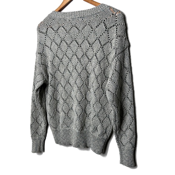 White House Black Market NWT Pointelle Marled Shimmer Knit V-Neck Sweater Size M - Picture 15 of 16